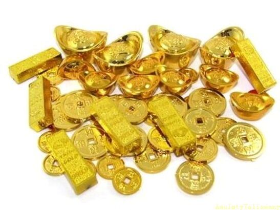 aranyrudak és érmék a szerencse amulettjeként